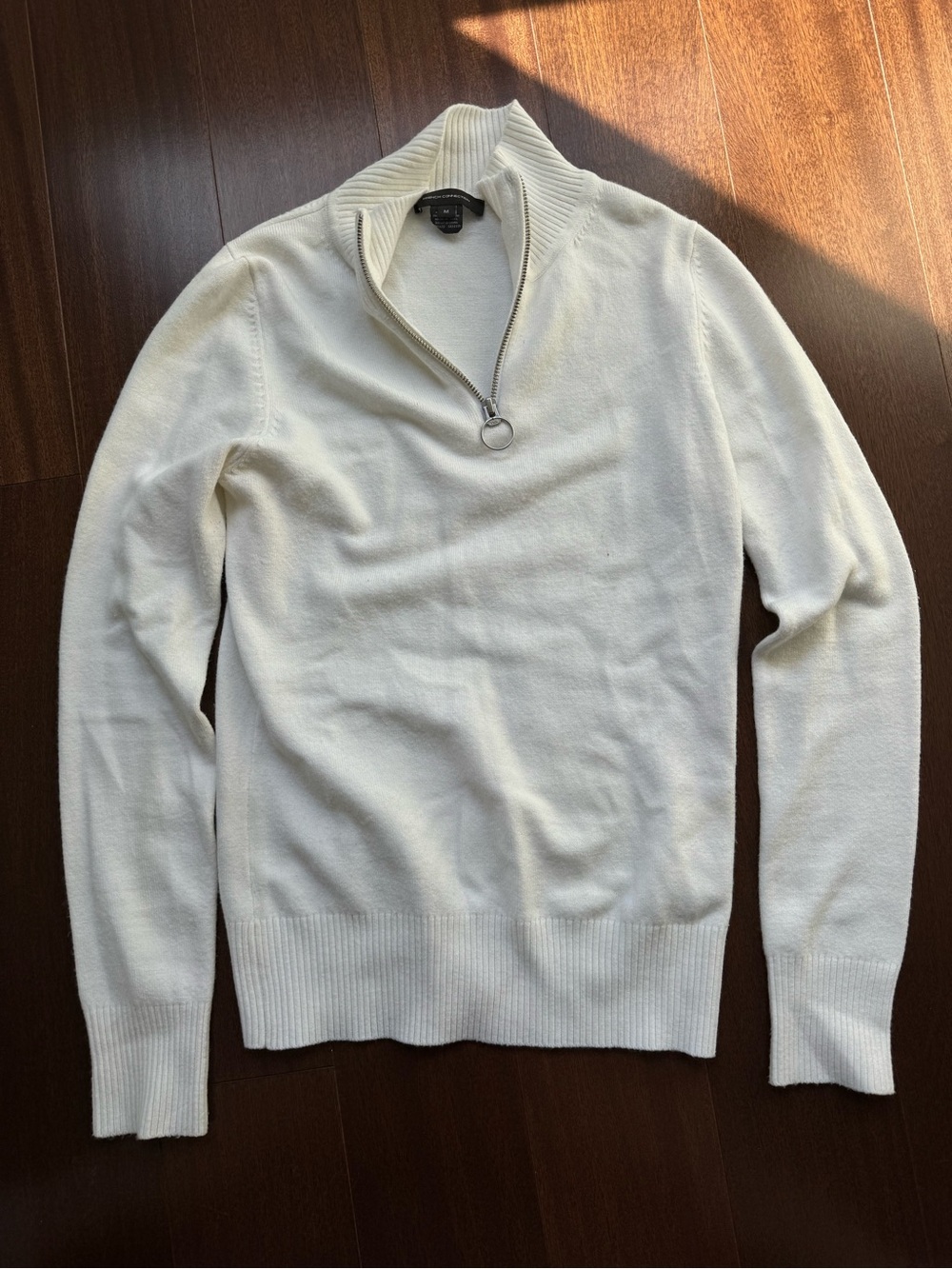 French Connection Women’s White Knit Quarter Zip Quality Sweater